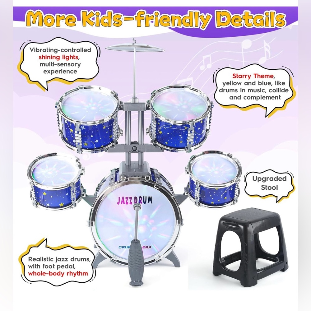 Jazz Drum Musical Play Set For Kids Brand New - Picture 6 of 11